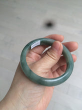 Load image into Gallery viewer, 54.8mm certified type A 100% Natural oily dark green/gray Jadeite Jade bangle M90-2873
