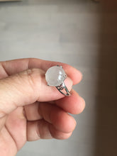 Load image into Gallery viewer, 100% Natural icy white clear ShuiMo Jade(水沫玉,foam of the water, quartzite) ring XY106
