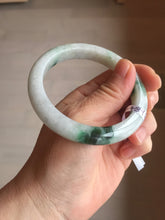 Load image into Gallery viewer, 56.8mm Certified Type A 100% Natural sunny green white with green floating flowers jadeite Jade bangle AA76-4893
