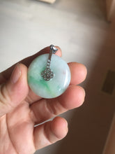 Load image into Gallery viewer, 27.8/6.1mm Type A 100% Natural sunny green light purple red Jadeite Jade Safety Guardian Button donuts Pendant group BP108
