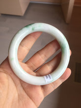 Load image into Gallery viewer, 57.8mm certified type A 100% Natural sunny green/white chubby round cut jadeite jade bangle BP9-4996
