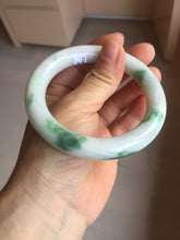 Load image into Gallery viewer, 57.8mm certified type A 100% Natural sunny green/white chubby round cut jadeite jade bangle BP9-4996
