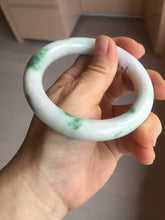 Load image into Gallery viewer, 57.8mm certified type A 100% Natural sunny green/white chubby round cut jadeite jade bangle BP9-4996
