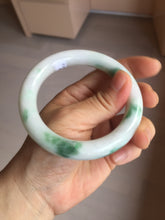 Load image into Gallery viewer, 57.8mm certified type A 100% Natural sunny green/white chubby round cut jadeite jade bangle BP9-4996
