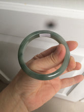 Load image into Gallery viewer, 54.8mm certified type A 100% Natural oily dark green/gray Jadeite Jade bangle M90-2873
