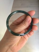 Load image into Gallery viewer, 54mm Certified Type A 100% Natural deep sea dark green/blue/gray/black slim round cut Guatemala Jadeite bangle BS45-2440
