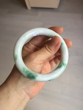 Load image into Gallery viewer, 57.8mm certified type A 100% Natural sunny green/white chubby round cut jadeite jade bangle BP9-4996
