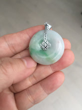 Load image into Gallery viewer, 27.8/6.1mm Type A 100% Natural sunny green light purple red Jadeite Jade Safety Guardian Button donuts Pendant group BP108
