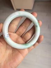 Load image into Gallery viewer, 57.8mm certified type A 100% Natural sunny green/white chubby round cut jadeite jade bangle BP9-4996
