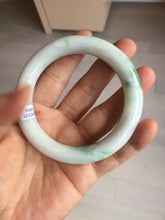 Load image into Gallery viewer, 57.8mm certified type A 100% Natural sunny green/white chubby round cut jadeite jade bangle BP9-4996
