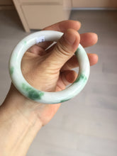 Load image into Gallery viewer, 57.8mm certified type A 100% Natural sunny green/white chubby round cut jadeite jade bangle BP9-4996
