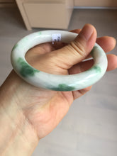 Load image into Gallery viewer, 57.8mm certified type A 100% Natural sunny green/white chubby round cut jadeite jade bangle BP9-4996
