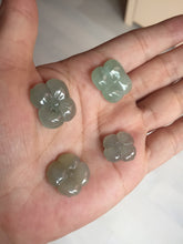 Load image into Gallery viewer, Type A 100% Natural icy watery light green/gray jadeite Jade flower Pendant BQ41
