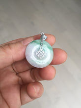 Load image into Gallery viewer, 23.5/4.9mm Type A 100% Natural light purple yellow Jadeite Jade Safety Guardian Button donuts Pendant BP115
