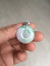 Load image into Gallery viewer, 23.5/4.9mm Type A 100% Natural light purple yellow Jadeite Jade Safety Guardian Button donuts Pendant BP115
