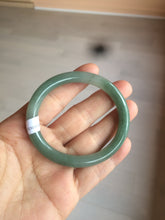 Load image into Gallery viewer, 49.5mm Certified Type A 100% Natural icy dark green/gray oval round cut Jadeite Jade bangle M89-2878
