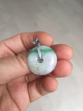 Load image into Gallery viewer, 23.5/4.9mm Type A 100% Natural light purple yellow Jadeite Jade Safety Guardian Button donuts Pendant BP115
