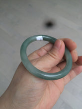 Load image into Gallery viewer, 49.5mm Certified Type A 100% Natural icy dark green/gray oval round cut Jadeite Jade bangle M89-2878
