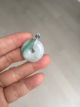 Load image into Gallery viewer, 23.5/4.9mm Type A 100% Natural light purple yellow Jadeite Jade Safety Guardian Button donuts Pendant BP115
