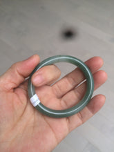 Load image into Gallery viewer, 49.5mm Certified Type A 100% Natural icy dark green/gray oval round cut Jadeite Jade bangle M89-2878
