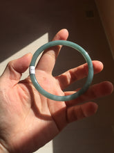 Load image into Gallery viewer, 62mm Certified Type A 100% Natural light green/blue/gray Guatemala slim round cut Jadeite bangle BP219-3808
