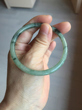 Load image into Gallery viewer, 55.6mm Certified Type A 100% Natural green/black/gray with dark green floating flowers slim round cut Jadeite bangle PD45-5754

