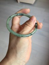 Load image into Gallery viewer, 55.6mm Certified Type A 100% Natural green/black/gray with dark green floating flowers slim round cut Jadeite bangle PD45-5754
