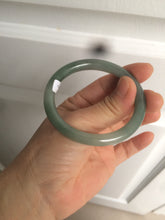 Load image into Gallery viewer, 49.5mm Certified Type A 100% Natural icy dark green/gray oval round cut Jadeite Jade bangle M89-2878
