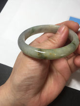 Load image into Gallery viewer, 51mm certified Type A 100% Natural icy watery dark green yellow black(WuJi) oval Jadeite Jade bangle BM111-2668
