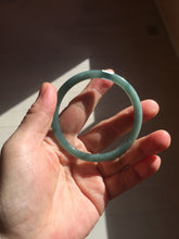 Load image into Gallery viewer, 59.5mm Certified Type A 100% Natural light green/blue/gray Guatemala slim round cut Jadeite bangle BP221-8433
