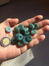 Load image into Gallery viewer, 15mm Type A 100% Natural blue light green dark green gray Guatemala Jadeite Jade Safety Guardian Button donuts Pendant group AU82
