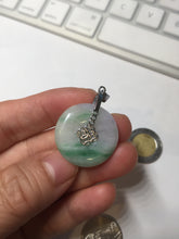 Load image into Gallery viewer, 23.5/4.9mm Type A 100% Natural light purple yellow Jadeite Jade Safety Guardian Button donuts Pendant BP115
