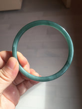 Load image into Gallery viewer, 62.3mm Certified Type A 100% Natural icy watery deep sea dark green/blue/gray/black slim round cut Guatemala Jadeite bangle D148-2433
