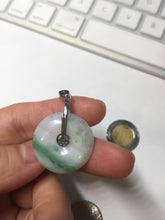 Load image into Gallery viewer, 23.5/4.9mm Type A 100% Natural light purple yellow Jadeite Jade Safety Guardian Button donuts Pendant BP115
