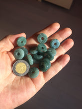 Load image into Gallery viewer, 15mm Type A 100% Natural blue light green dark green gray Guatemala Jadeite Jade Safety Guardian Button donuts Pendant group AU82
