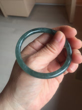 Load image into Gallery viewer, 53mm Certified Type A 100% Natural deep sea green/gray/black slim round cut Guatemala Jadeite bangle AT116-4458
