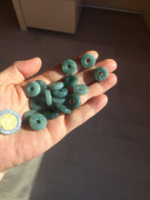 Load image into Gallery viewer, 15mm Type A 100% Natural blue light green dark green gray Guatemala Jadeite Jade Safety Guardian Button donuts Pendant group AU82
