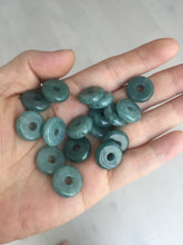 Load image into Gallery viewer, 15mm Type A 100% Natural blue light green dark green gray Guatemala Jadeite Jade Safety Guardian Button donuts Pendant group AU82
