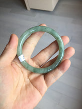 Load image into Gallery viewer, 54.5mm Certified type A 100% Natural  light green gray round cut Jadeite bangle PD42-9594
