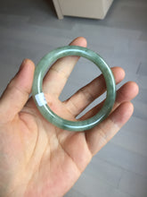 Load image into Gallery viewer, 54.5mm Certified type A 100% Natural  light green gray round cut Jadeite bangle PD42-9594
