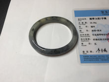 Load image into Gallery viewer, 49mm certified Type A 100% Natural icy watery yellow black(WuJi) oval Jadeite Jade bangle BM113-2674
