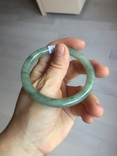 Load image into Gallery viewer, 54.5mm Certified type A 100% Natural  light green gray round cut Jadeite bangle PD42-9594
