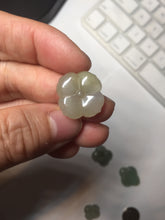 Load image into Gallery viewer, Type A 100% Natural icy watery light green/gray jadeite Jade flower Pendant BQ41
