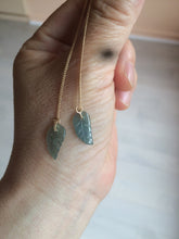 Load image into Gallery viewer, 100% Natural icy green/blue/yellow/gray leaf dangling Guatemala jadeite Jade earring AX52
