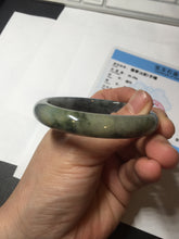 Load image into Gallery viewer, 49mm certified Type A 100% Natural icy watery yellow black(WuJi) oval Jadeite Jade bangle BM113-2674
