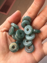 Load image into Gallery viewer, 15mm Type A 100% Natural blue light green dark green gray Guatemala Jadeite Jade Safety Guardian Button donuts Pendant group AU82
