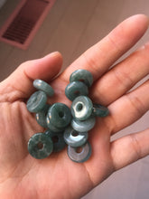 Load image into Gallery viewer, 15mm Type A 100% Natural blue light green dark green gray Guatemala Jadeite Jade Safety Guardian Button donuts Pendant group AU82
