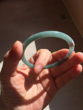Load image into Gallery viewer, 58.8mm Certified Type A 100% Natural light green/blue/gray Guatemala slim round cut Jadeite bangle BP214-3802
