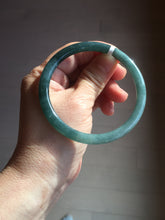 Load image into Gallery viewer, 58.5mm Certified Type A 100% Natural dark green/blue/gray with Guatemala slim flat round cut Jadeite bangle BG200-8830
