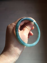 Load image into Gallery viewer, 58.5mm Certified Type A 100% Natural dark green/blue/gray with Guatemala slim flat round cut Jadeite bangle BG200-8830
